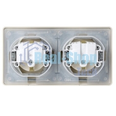Розетка 2-ая с/з, со шторками, в сборе, IP44 GSL000247 Schneider Electric Glossa Бежевый