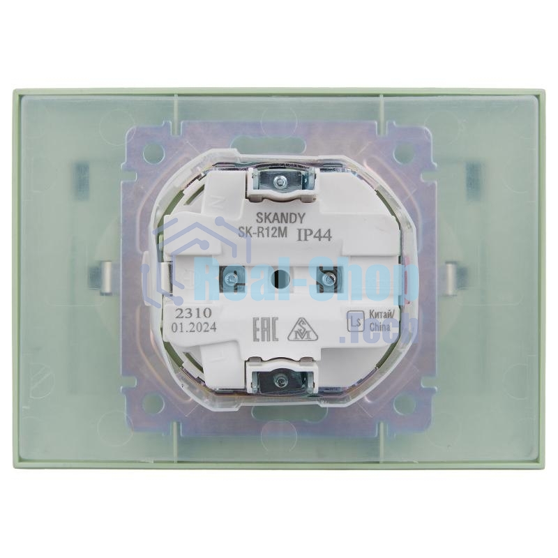 SKANDY Розетка 2-местная с кр. 16А в сб IP44 SK-R12M мятный | SK-R26-16-44-K06-F | IEK