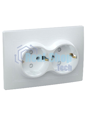 Розетка силовая Iek ERK21-K01-16-DM РСш12-3-КБ 2 местн. c з/к с защ.штор. 16А КВАРТА (белый)