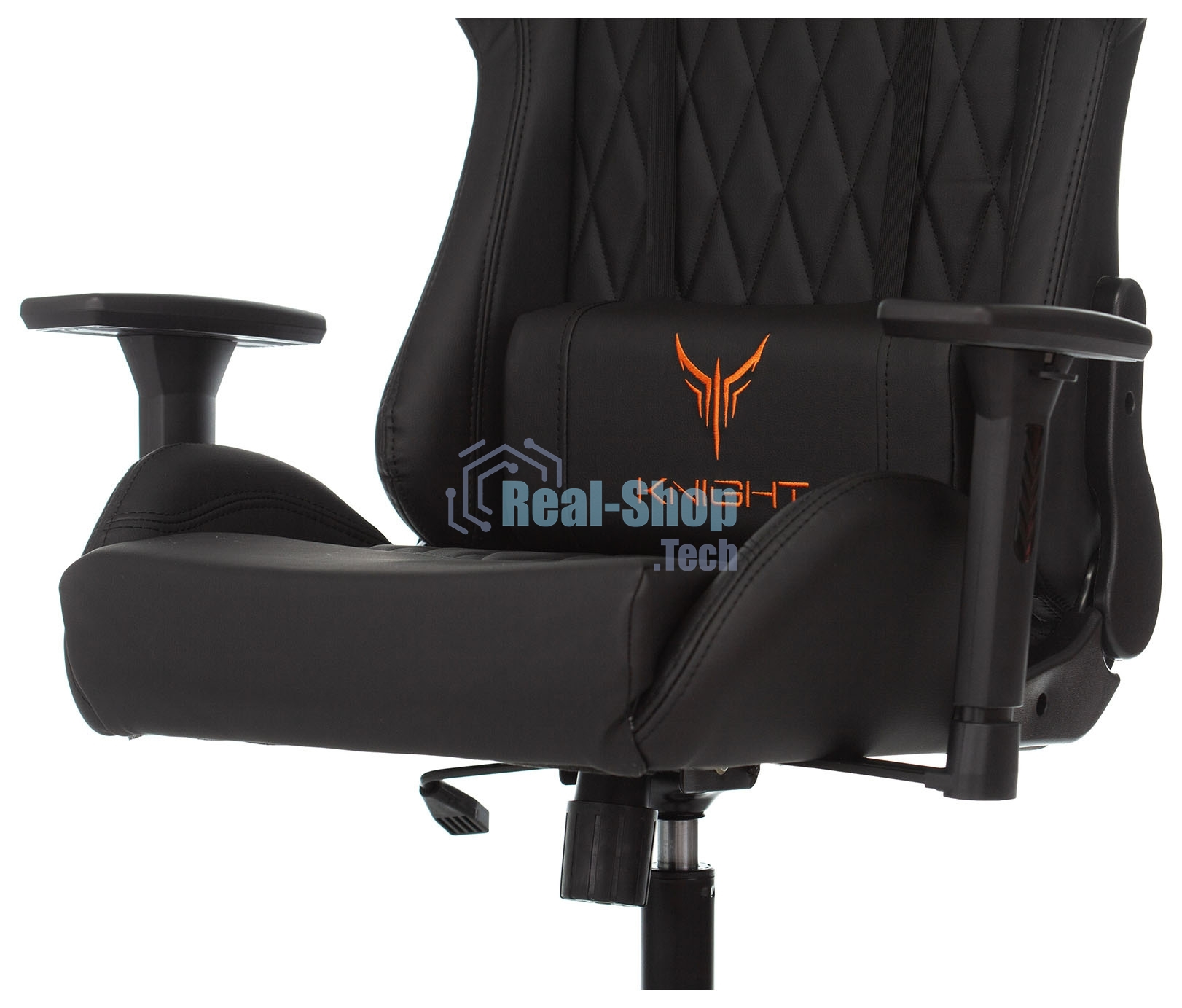 Кресло игровое Knight ARMOR черный, ромбик, эко.кожа, с подголовником, крестовина металл