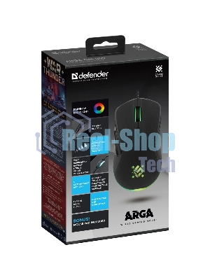 Мышь проводная Defender Arga GM-049 черный, 3600 dpi, USB, кнопки - 6
