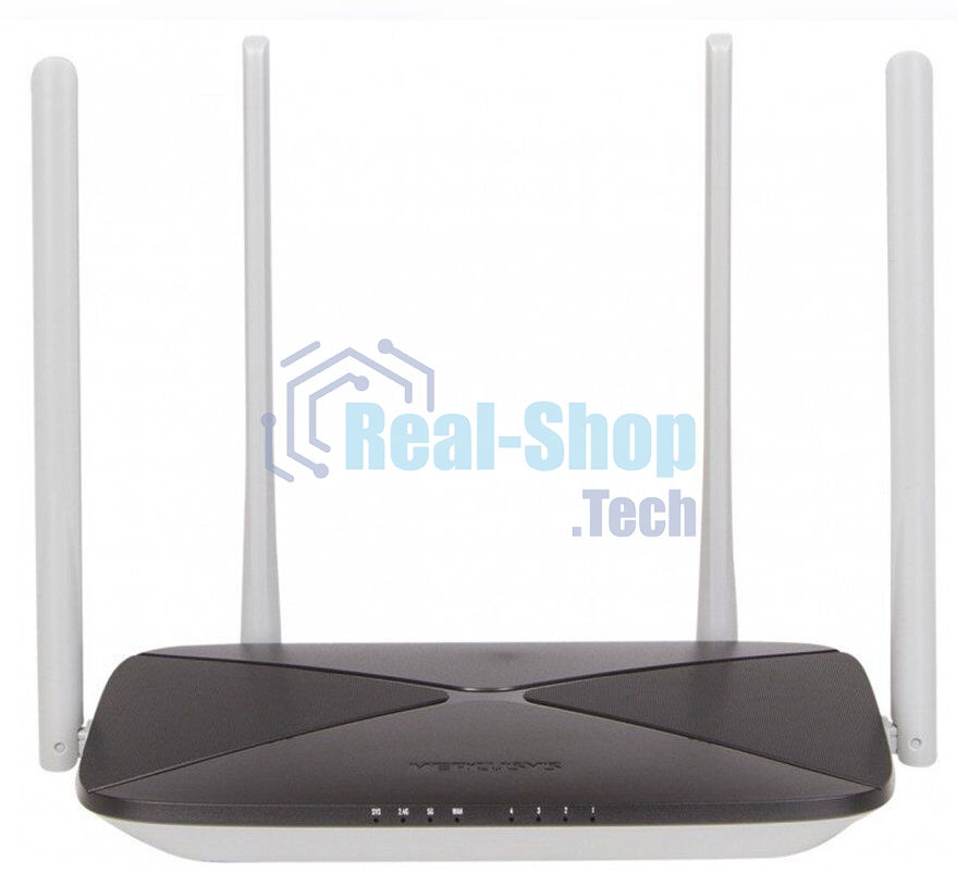 Беспроводный маршрутизатор Mercusys AC12, Dual Band, (867Мбит/с на 5 ГГц + 300Мбит/с на 2,4 ГГц)4 порта 100 Мбит/с, 4 фиксированных антенны