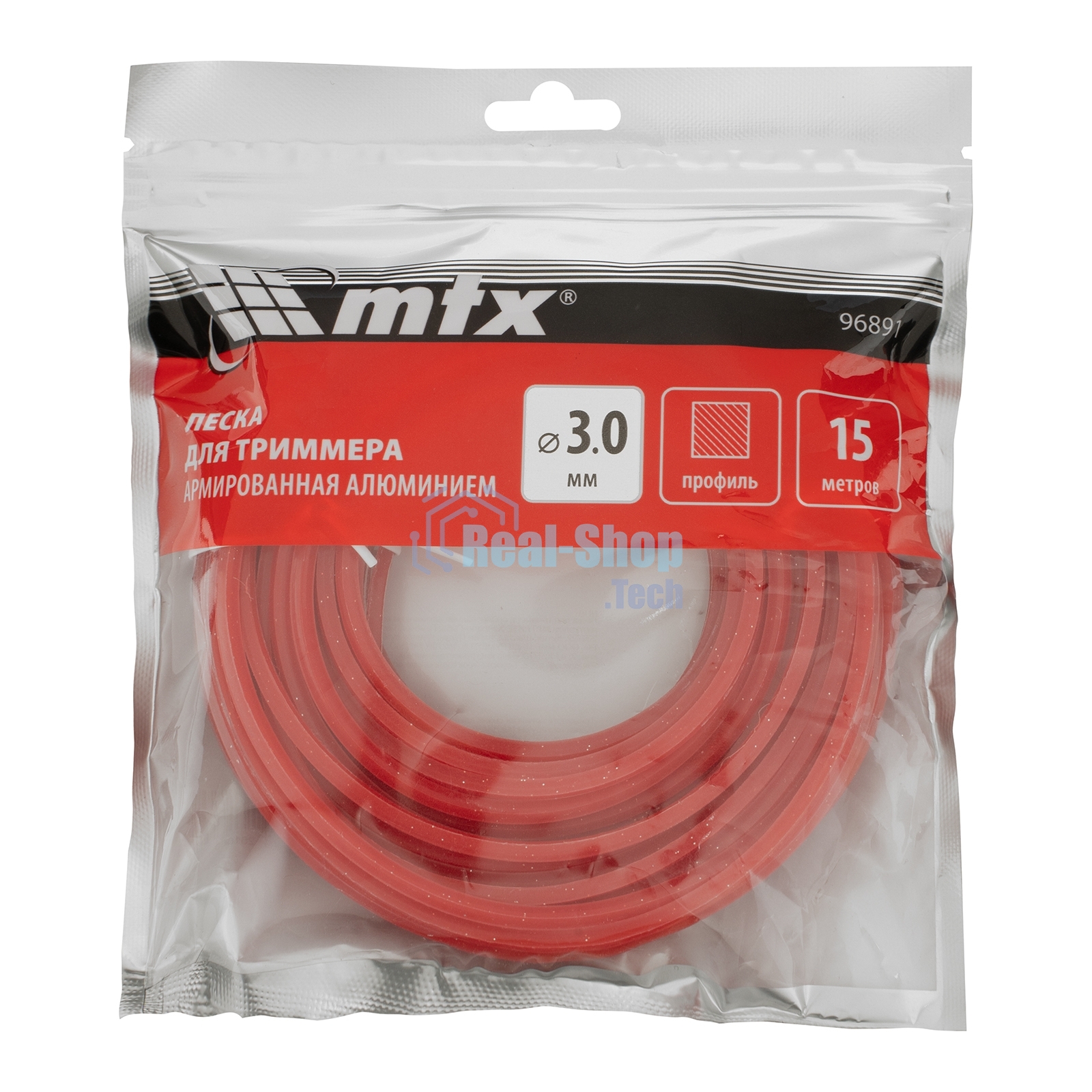 Леска для триммера MTX армированная алюминием квадрат 3,0 мм х 15 м