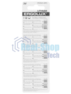 Батарея Ergolux Lithium CR2025-BP5 CR2025 150mAh (5шт) блистер