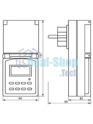 Розетка с таймером Feron (недельная) в защитном корпусе IP 44 3500W/16A 230V, 61926(TM23)