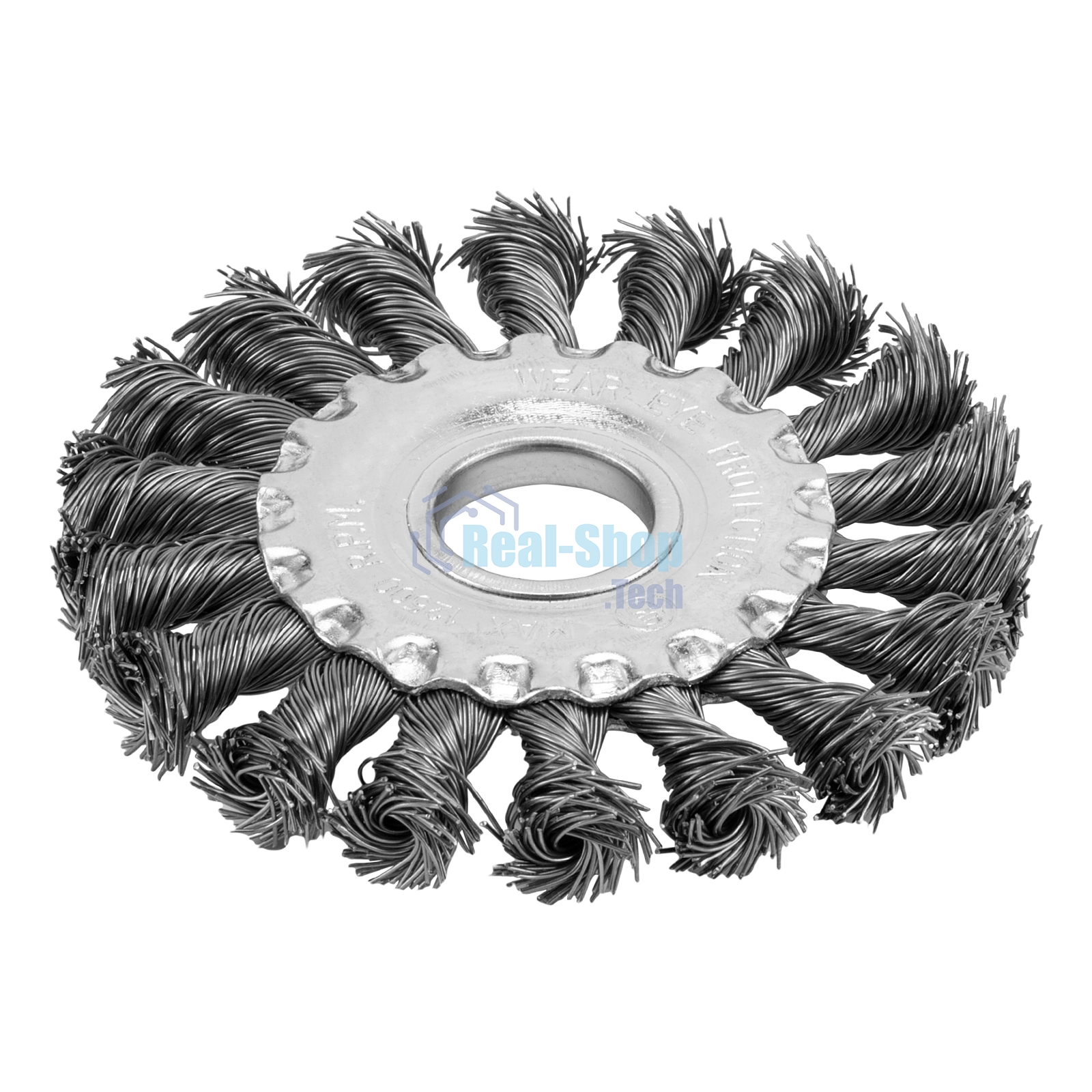 Щетка для УШМ Сибртех 100 мм, посадка 22,2 мм, Плоская, крученая проволока 0,5 мм