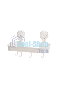 Полка для ванной и кухни HALSA HLS-F-107W с крючками на вакуумной присоске