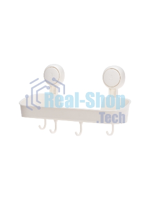 Полка для ванной и кухни HALSA HLS-F-107W с крючками на вакуумной присоске