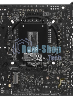 Материнская плата ASUS ROG STRIX B760-I GAMING WIFI, LGA 1700, Intel B760, 2xDDR5, 4xSATA, 2xM.2, 1xPCIe 5.0 x16, 1xHDMI, 1xDP, 1x 2.5Gb LAN, 3xUSB-A 2.0, 3xUSB-A 3.2 Gen 1, 1xUSB-C 3.2 Gen 1, 1xUSB-C 3.2 Gen 2x2, 5x3.5 мм, 7.1, Mini-ITX
