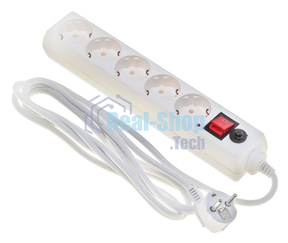 Сетевой фильтр BURO Сетевой фильтр, 5 розеток, 3 метра, (500SH-3-W), белый 992290