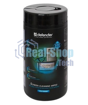 Чистящие салфетки Defender CLN ECO для экранов всех видов: ЭЛТ, ЖК, плазменными панелями/туба/100 шт/Россия