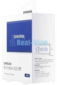 Внешний SSD Samsung T7, 2TB, USB 3.2 Gen 2 Type-C, R/W 1050/1000, синий