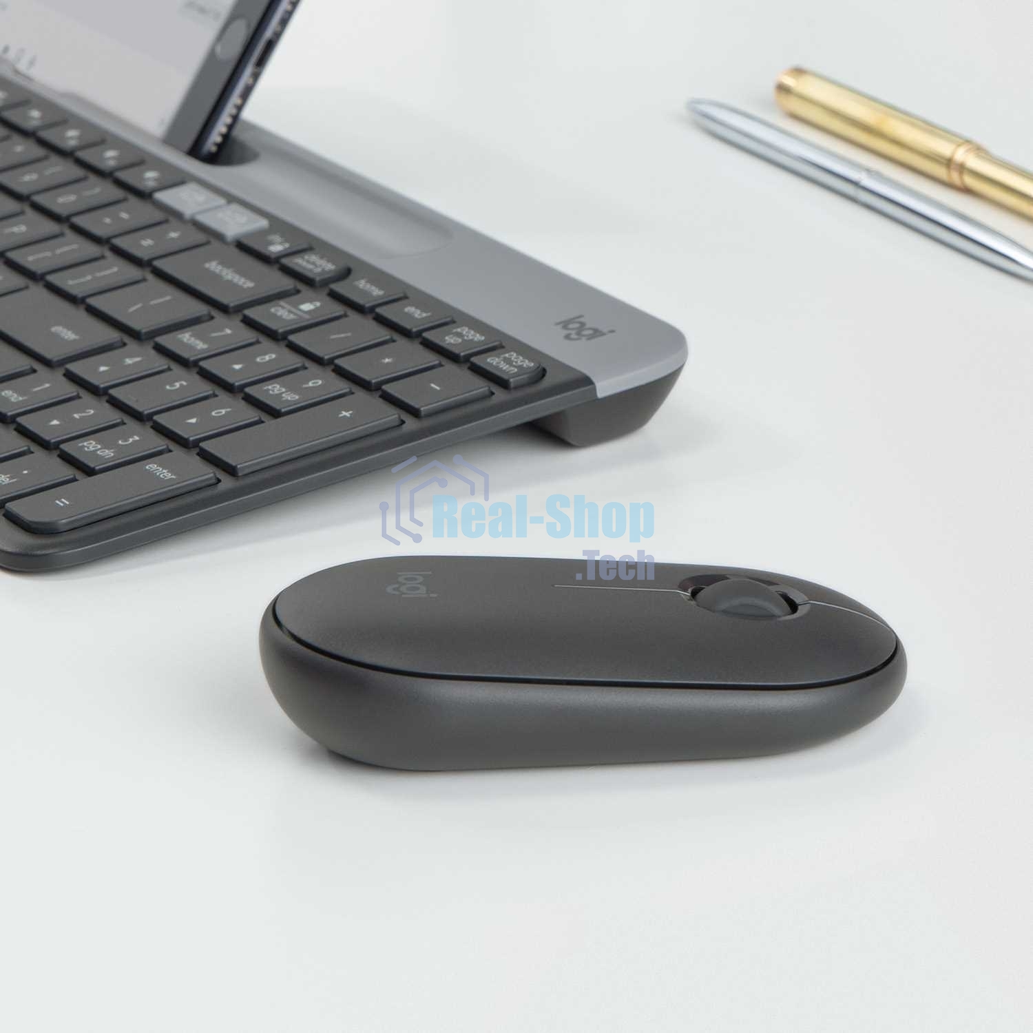 Мышь беспроводная Logitech Pebble M350 графитовый, 1000 dpi, радиоканал, Bluetooth, USB, кнопки - 3