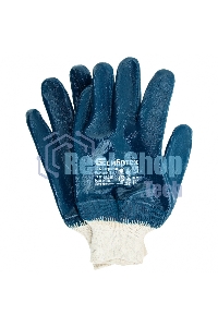 Перчатки трикотажные Сибртех с обливом из бутадиен-нитрильного каучука, манжет, M