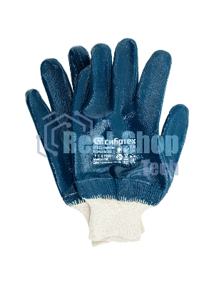 Перчатки трикотажные Сибртех с обливом из бутадиен-нитрильного каучука, манжет, M