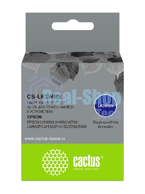 Картридж ленточный Cactus CS-LK3WBN черный шрифт, белый фон (9 мм, 9 м) для Epson LW300/LW400/LW700/LW600P/LW1000P/K400/Z700/Z900