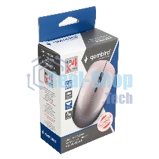 Мышь беспроводная Gembird MUSW-250-3 розовый, 1600 dpi, радиоканал, USB, кнопки - 4