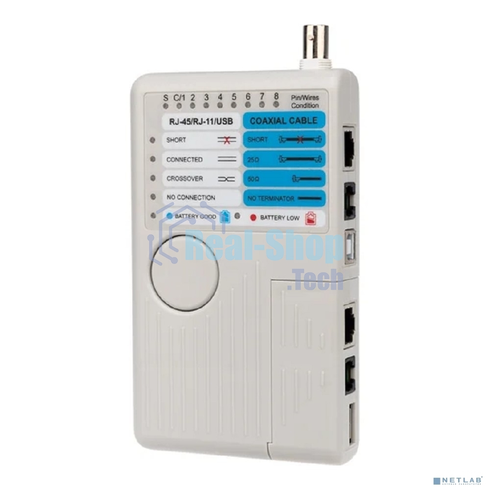 Тестер кабеля Rexant универсальный 5 в 1 RJ-45+RJ-11+1394+USB+BNC 3468