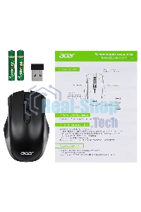 Мышь беспроводная Acer OMR030 черный, 1600 dpi, радиоканал, USB, кнопки - 4