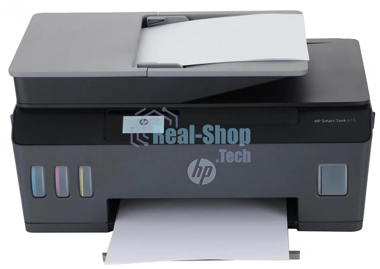 МФУ струйное HP Smart Tank 615 AiO (Y0F71A), A4, цветной, печ. до 22 стр/мин. (ч/б) до 16 стр/мин. (цвет), скан. до 5 стр/мин. (ч/б) 3 стр/мин. (цвет), 1200 x 1200 dpi (ч/б печать, скан.) 1200 x 4800 dpi (печать цвет), USB, Wi-Fi, BlueTooth, Air Print, Mopria
