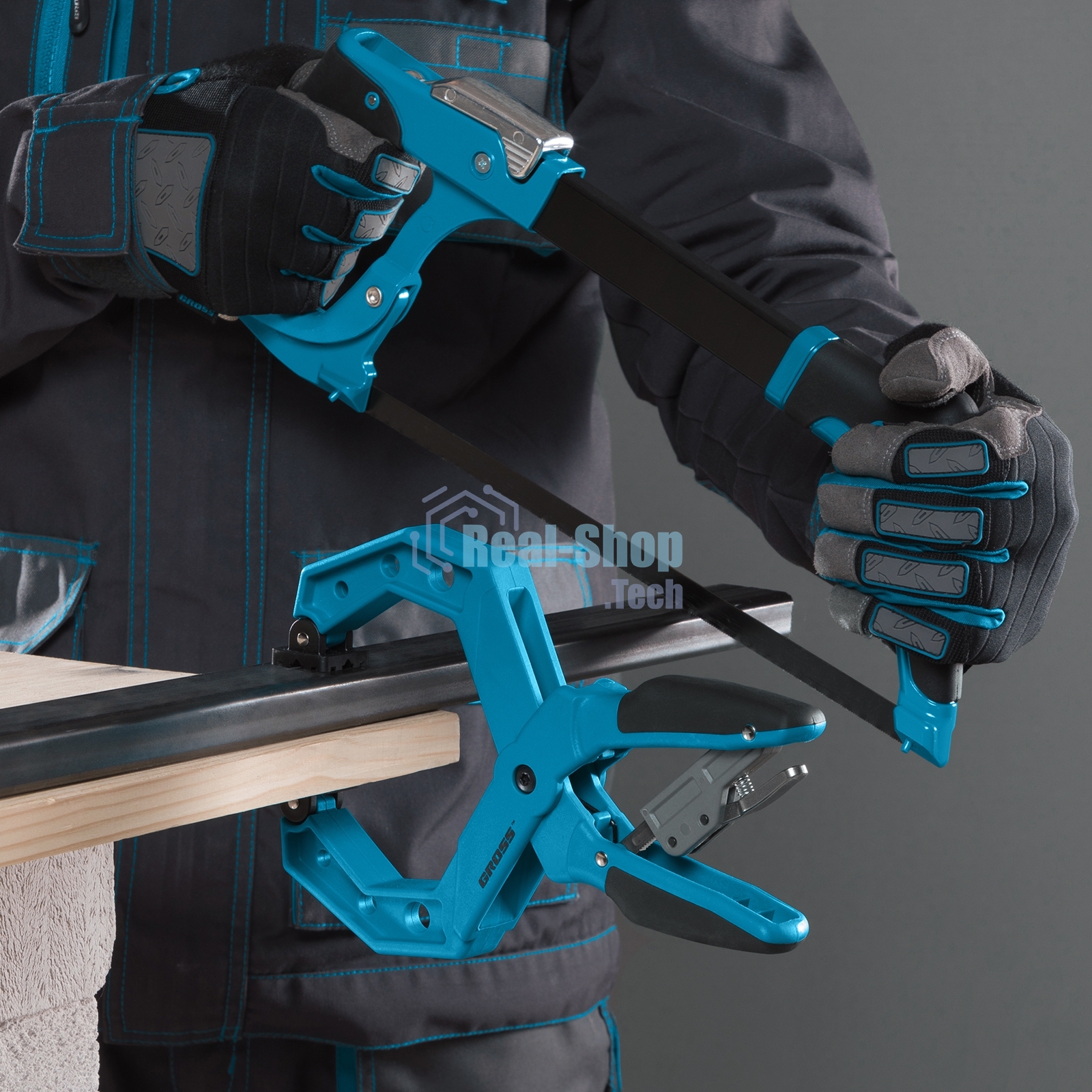 Струбцина Gross 20805 клещеобразная пластиковый корпус храповый механизм жесткой фиксации 4''/100м