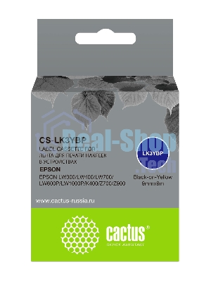 Картридж ленточный Cactus CS-LK3YBP черный шрифт, желтый фон (9 мм, 9 м) для Epson LW300/LW400/LW700/LW600P/LW1000P/K400/Z700/Z900