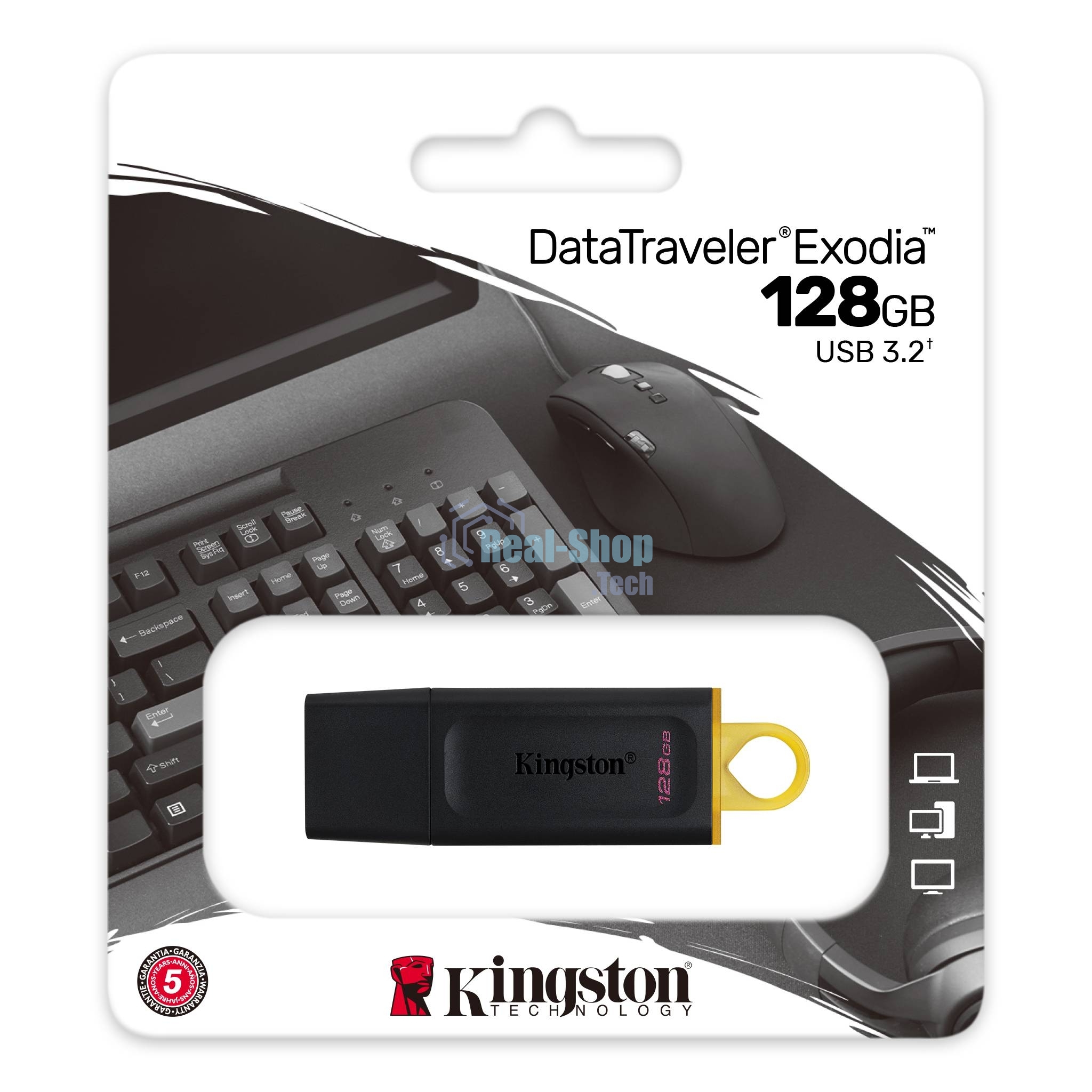 Флешка USB Kingston 128 Gb USB 3.2 Gen1 DataTraveler Exodia (Black + желтый)