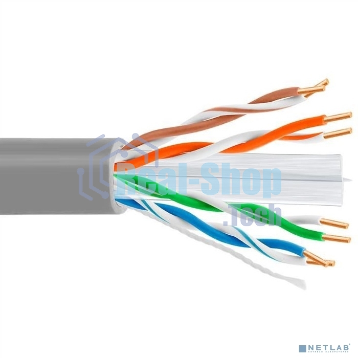 Кабель витая пара UTP 5bites US6575-305A, бухта 305м, Cat.6, 4 пары, одножильный, 23awg, 4X2X1/0.50, CCA/PVC/BLUE