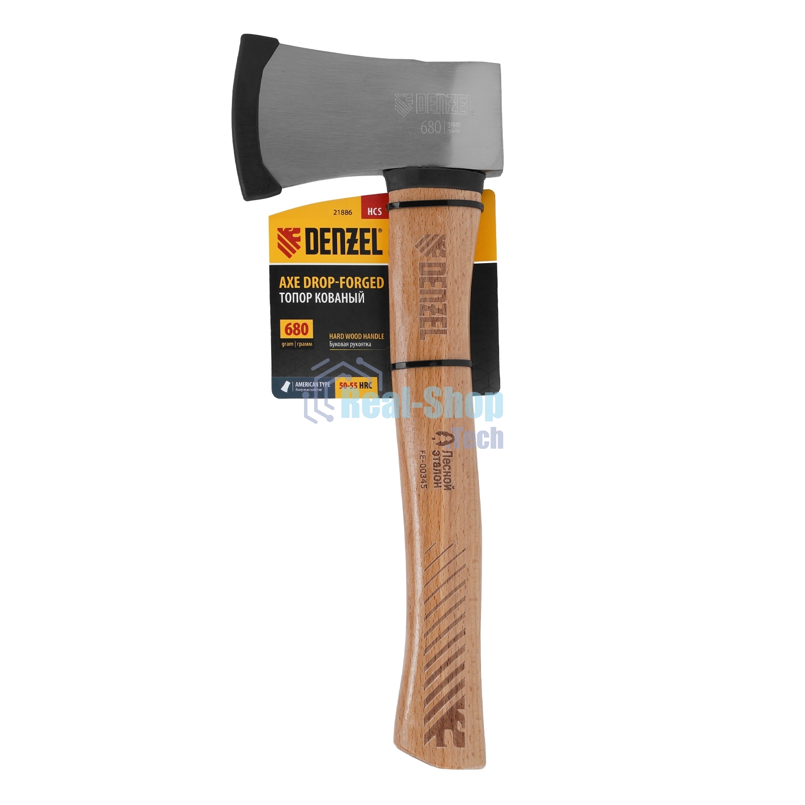 Топор кованый Denzel 680 г, американский тип, буковая рукоятка, 360 мм, EFP