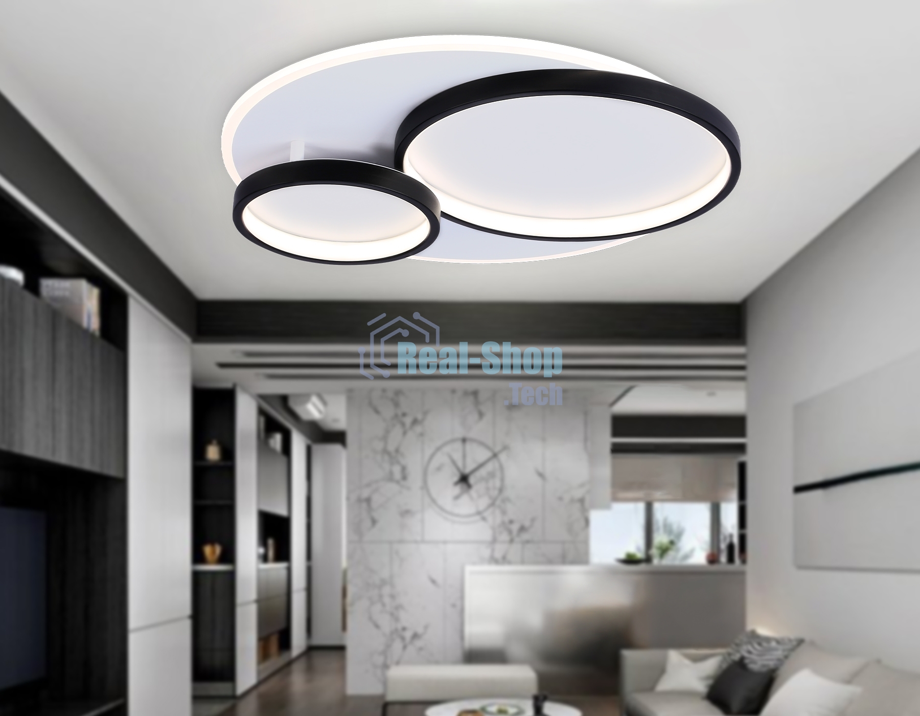 Светильник Ambrella light FA7719 WH/BK белый/черный 3000K-6400K 64W 490*470*90 (ПДУ РАДИО 2.4G)