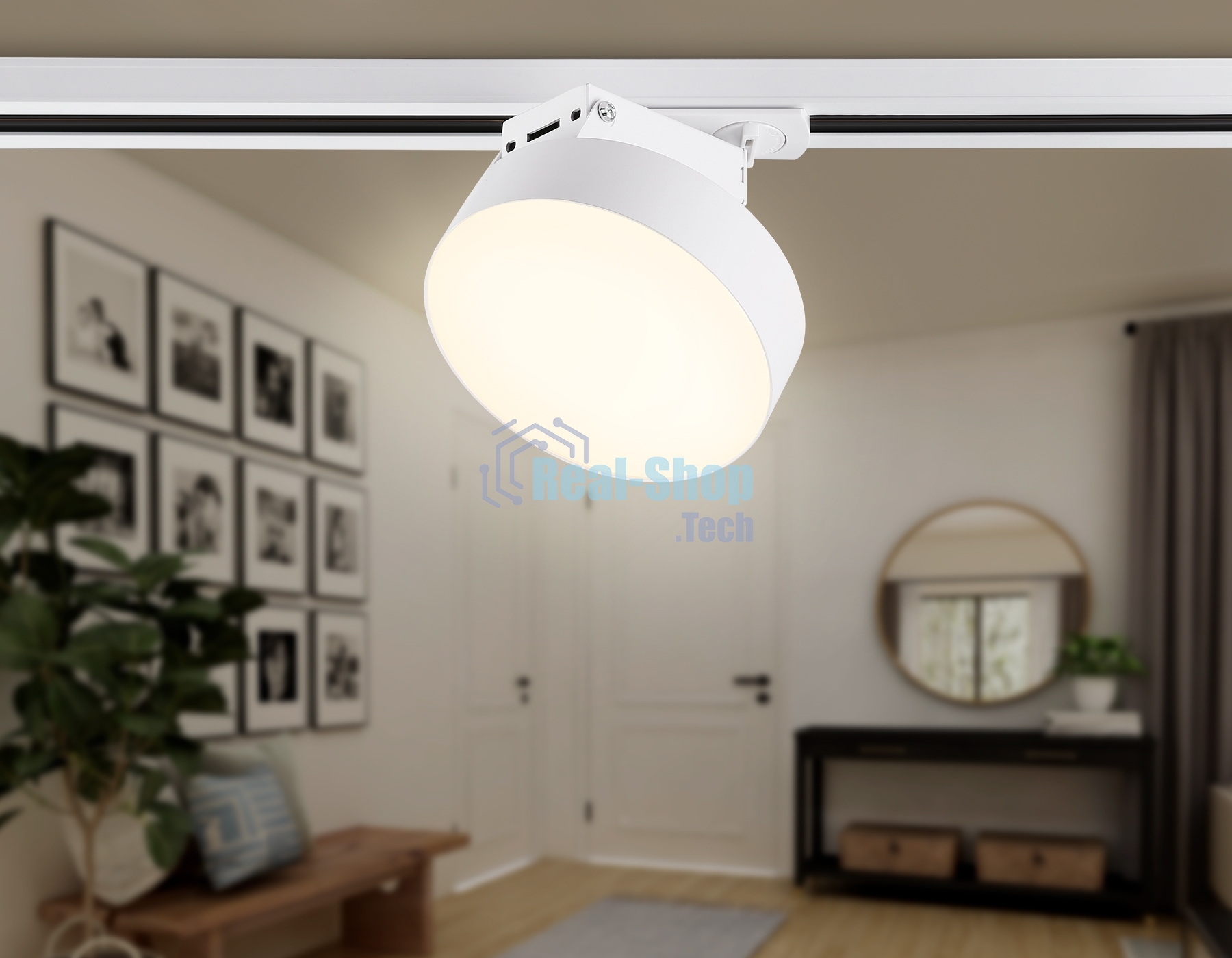 Трековый однофазный светодиодный светильник Ambrella light GL6835 WH белый LED 15W 3000K D115*80