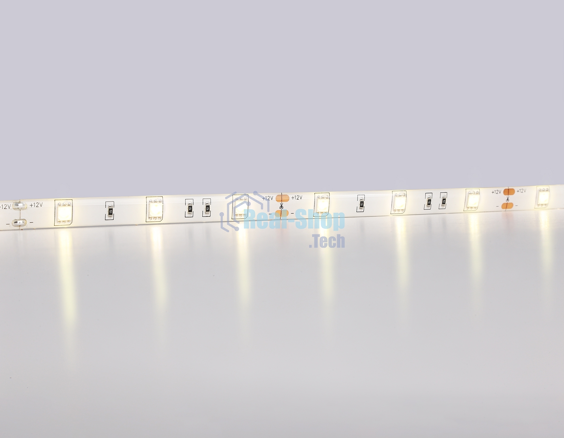 Светодиодная лента Ambrella light GS1901 5050 30Led/ 7.2W m/ 12V IP65 3000K/ 5000*10*2.87mm (2 конт.)