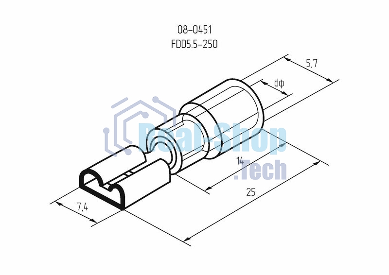 Клемма плоская Rexant изолированная гнездо 7.4 мм 4-6 мм² (РПи-м 6.0-(6.3)/РПИм 5,5-6)