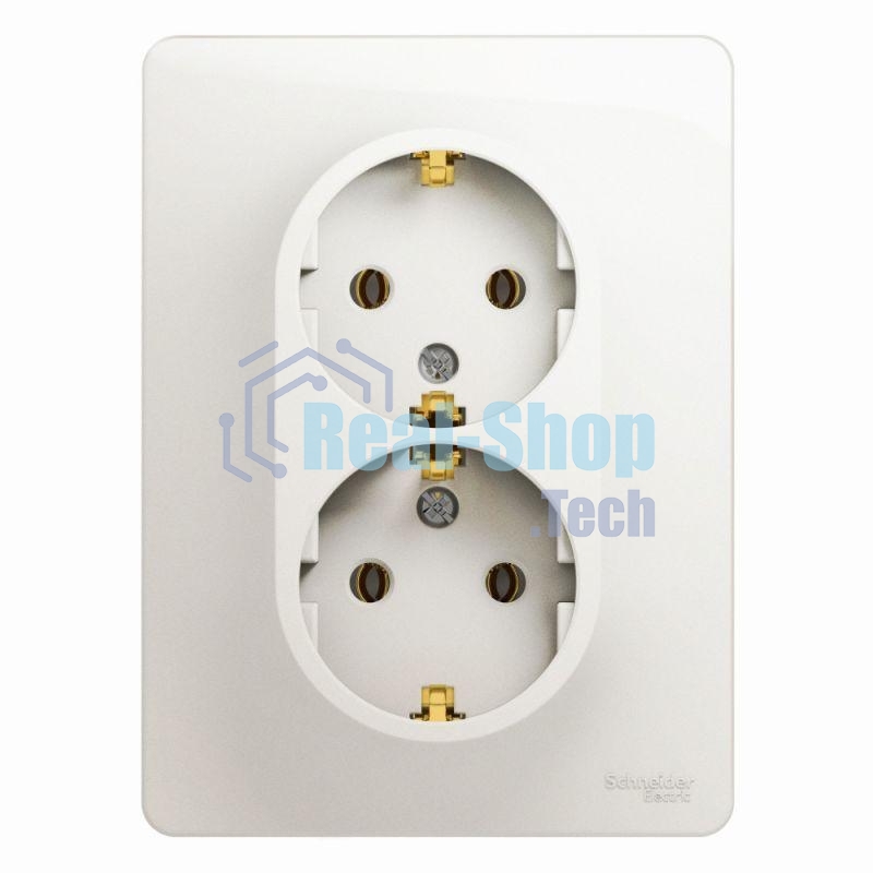 Розетка 2-м Glossa 16А с заземл. в сборе перламутр SchE GSL000624