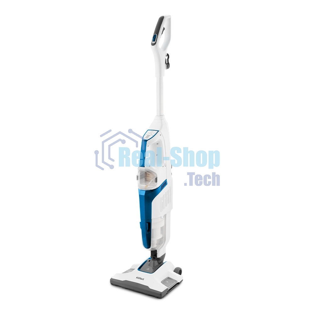 Пылесос вертикальный паровой Kitfort KT-556 белый, питание от сети, 1700 Вт, уборка сухая/паром, пылесборник 0.4 л