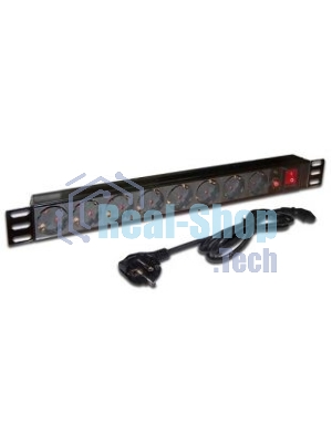 Блок распределения питания Lanmaster TWT-PDU19-10A8P-1.8 гор.размещ. 8xSchuko базовые 10A Schuko 1.8м