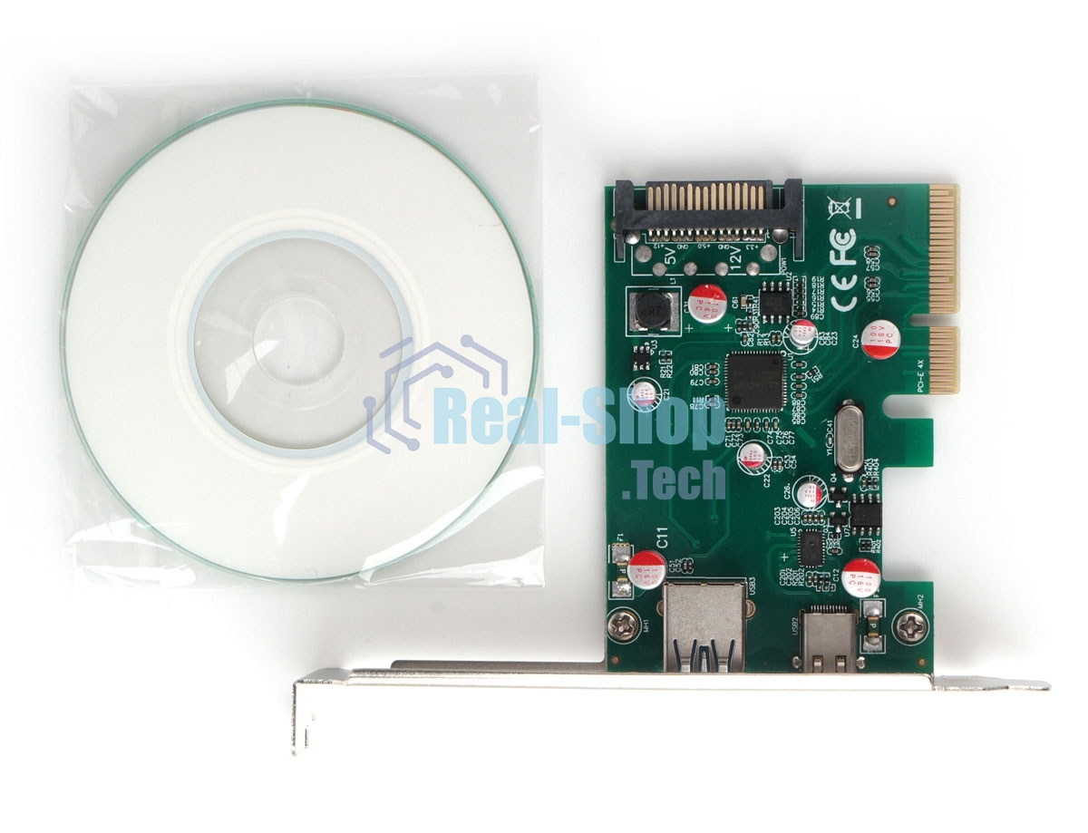 Контроллер USB Gembird SPCR-02, в PCI, порты: 2 внешн. USB 3.0 Type-C