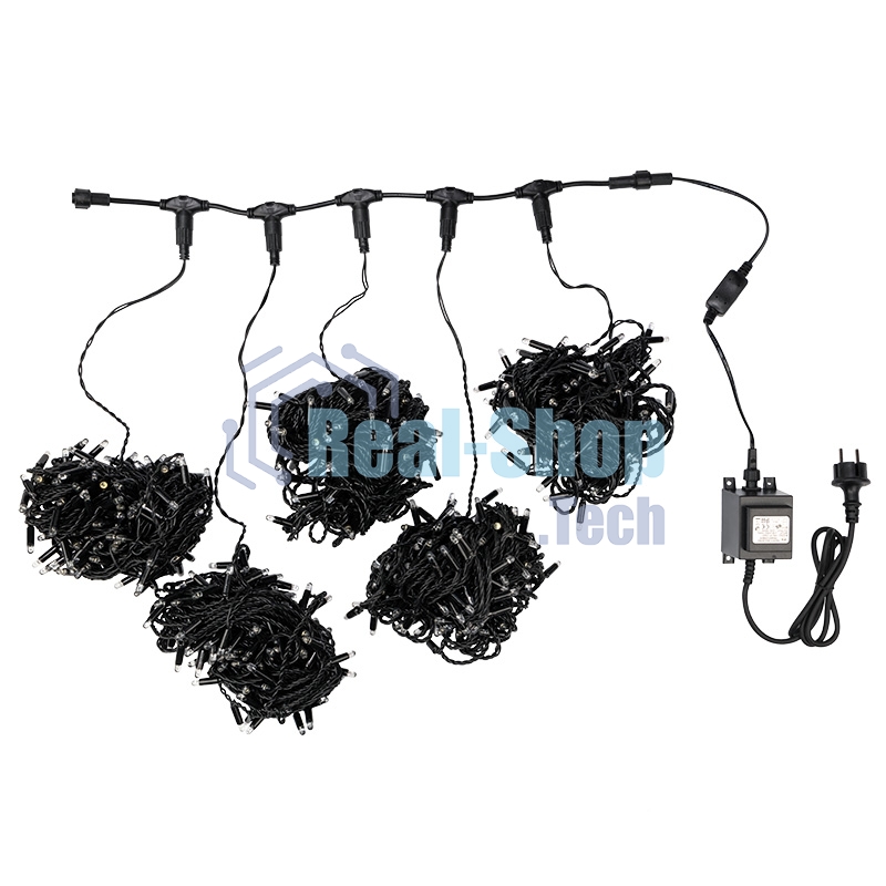 Гирлянда Neon-night LED ClipLight 24V, 5 нитей по 20 метров, цвет диодов желтый, Flashing (белый)