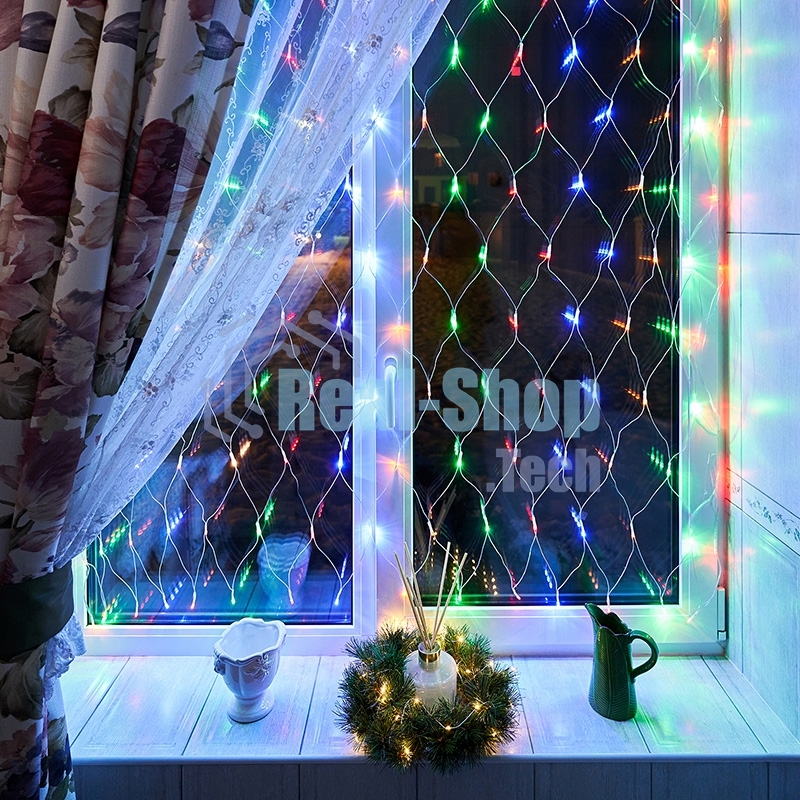 Гирлянда Neon-night Сеть с контроллером 1.5х1.5м 150 LED мульти. прозрачный провод 12Вт 220В IP20
