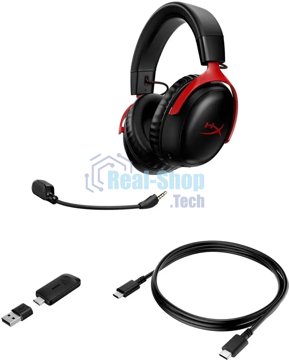 Гарнитура HyperX Cloud III чёрный-красный, беспроводная, радиоканал
