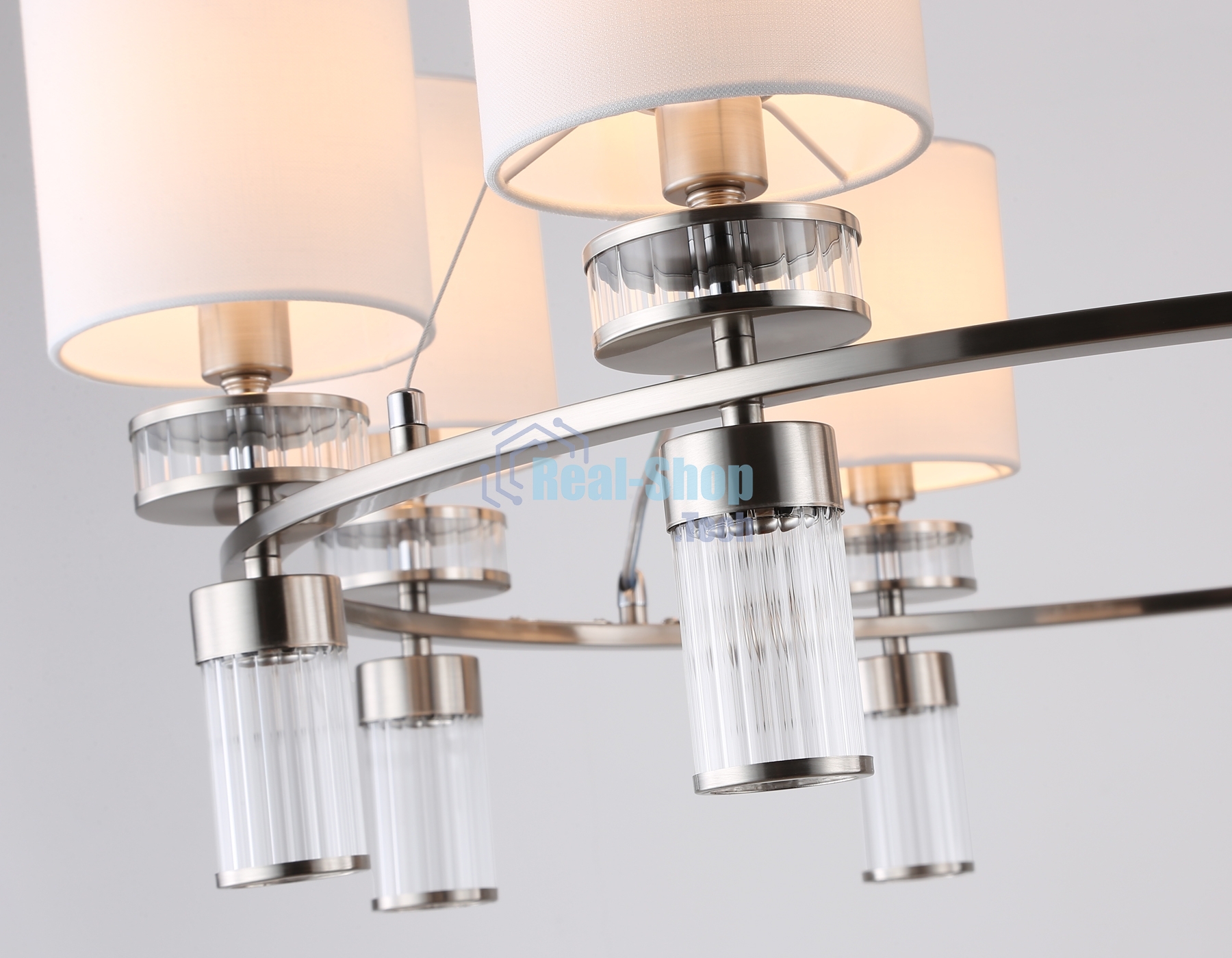 Люстра Ambrella light LH71293/8 SN/WH никель/белый E14/8 max 40W D830*780