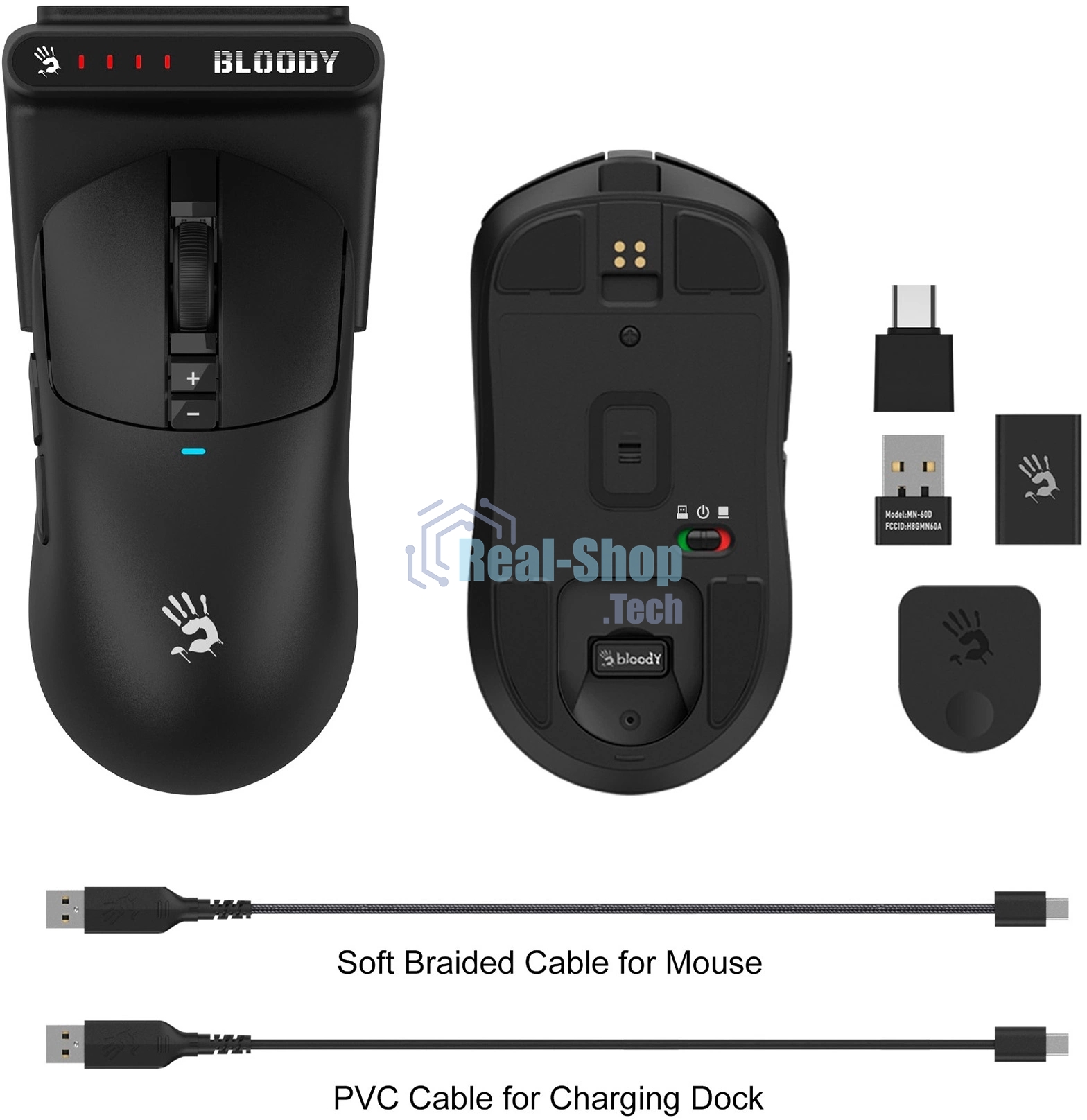 Мышь беспроводная/проводная A4Tech Bloody R72 Ultra Duo черный, 20000 dpi, радиоканал, USB, кнопки - 7
