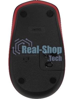 Мышь беспроводная Logitech M190 черный/красный, 1000 dpi, радиоканал, USB, кнопки - 3