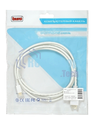 Кабель аудио-видео Buro 1.2v miniDisplayport (m)/HDMI (m) 2м. Позолоченные контакты белый