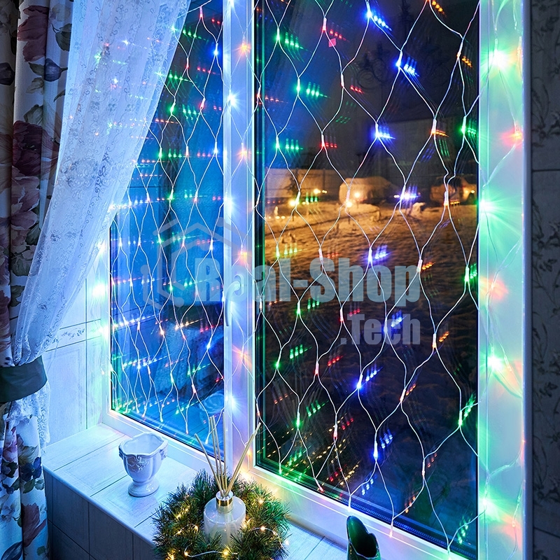 Гирлянда Neon-night Сеть с контроллером 1.5х1.5м 150 LED мульти. прозрачный провод 12Вт 220В IP20