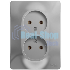 Розетка 2-м СП Glossa 16А IP20 без заземл. в сборе алюм. SchE GSL000320