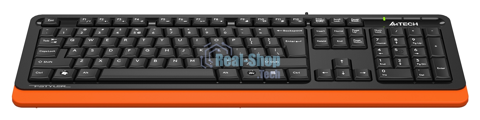 Клавиатура проводная A4Tech Fstyler FKS10, USB, черный/оранжевый