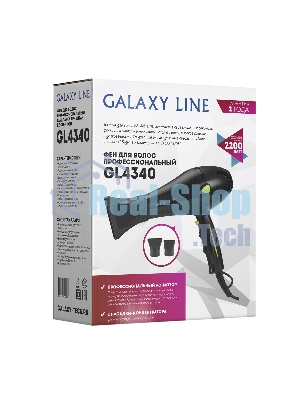 Фен для волос профессиональный Galaxy Line GL 4340, черный с зеленым, 2200 Вт, 2 скорости потока воздуха, 3 температурных режима, функция «холодный воздух», АС-мотор, защита мотора от перегрева, насадка-концентратор для ускоренной сушки, насадка-концентратор для точной укладки, подвесная петля, длина шнура 180 см