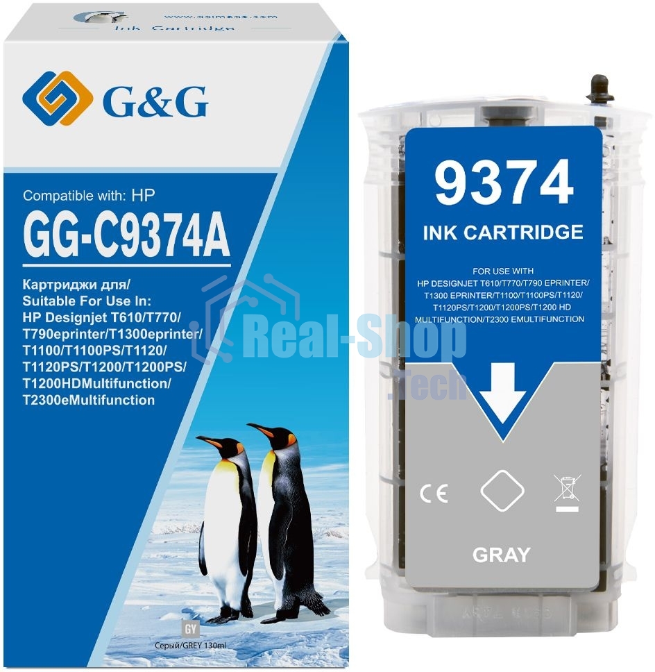 Картридж струйный G&G GG-C9374A серый (130мл) для HP Designjet T610/T770/T790eprinter/T1300eprinter/T1100