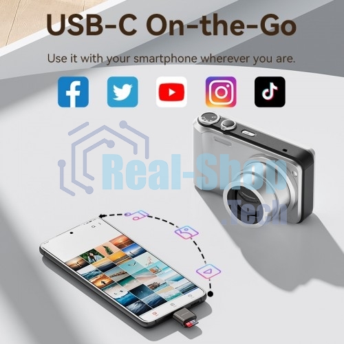 Кард-ридер Vention OTG USB 2.0 CM/MicroSD - Серый